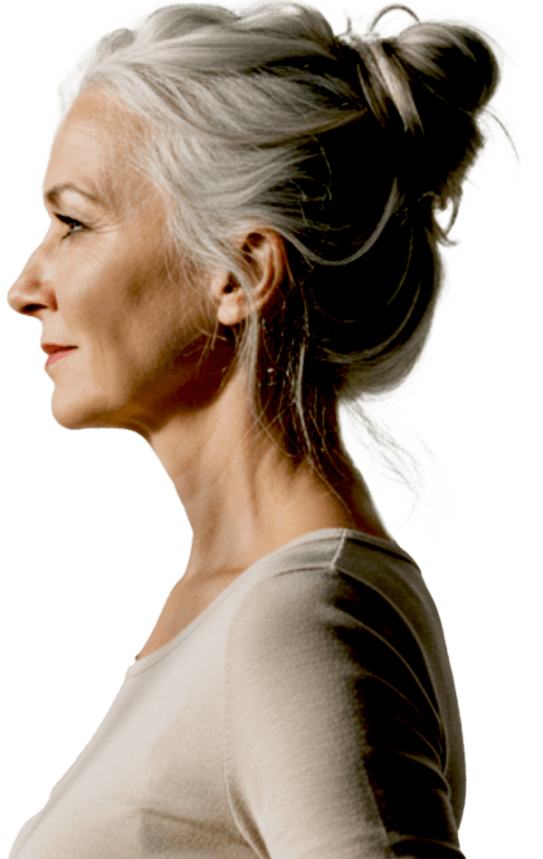 Woman with straight face